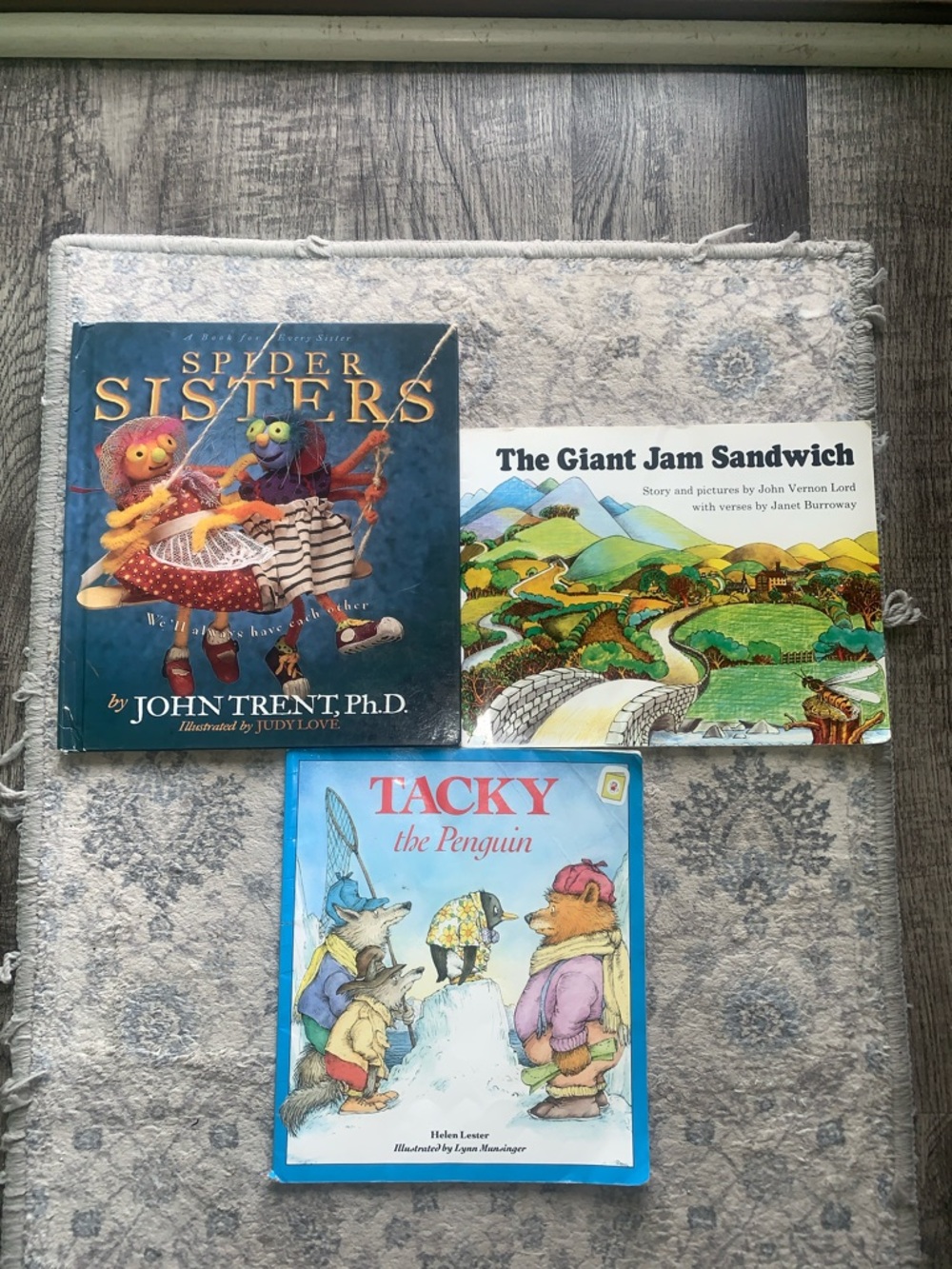 Children Books: “Spider Sisters”, “The Giant Jam Sandwich”, “Tacky The Penguin”